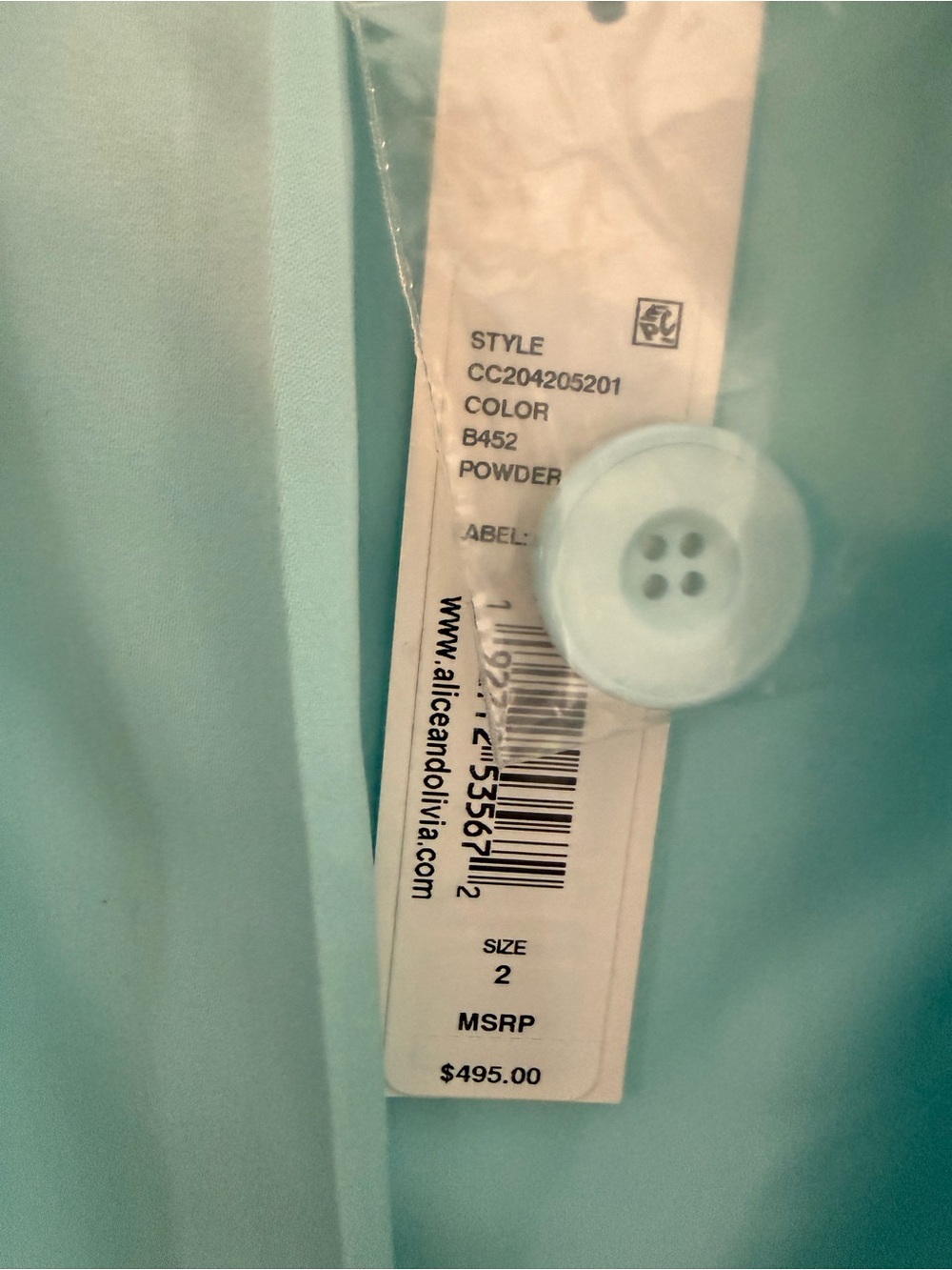 Alice + Olivia Yuriko Shawl Collar Blazer Powder Blue NWT Size 2 - Picture 6 of 6